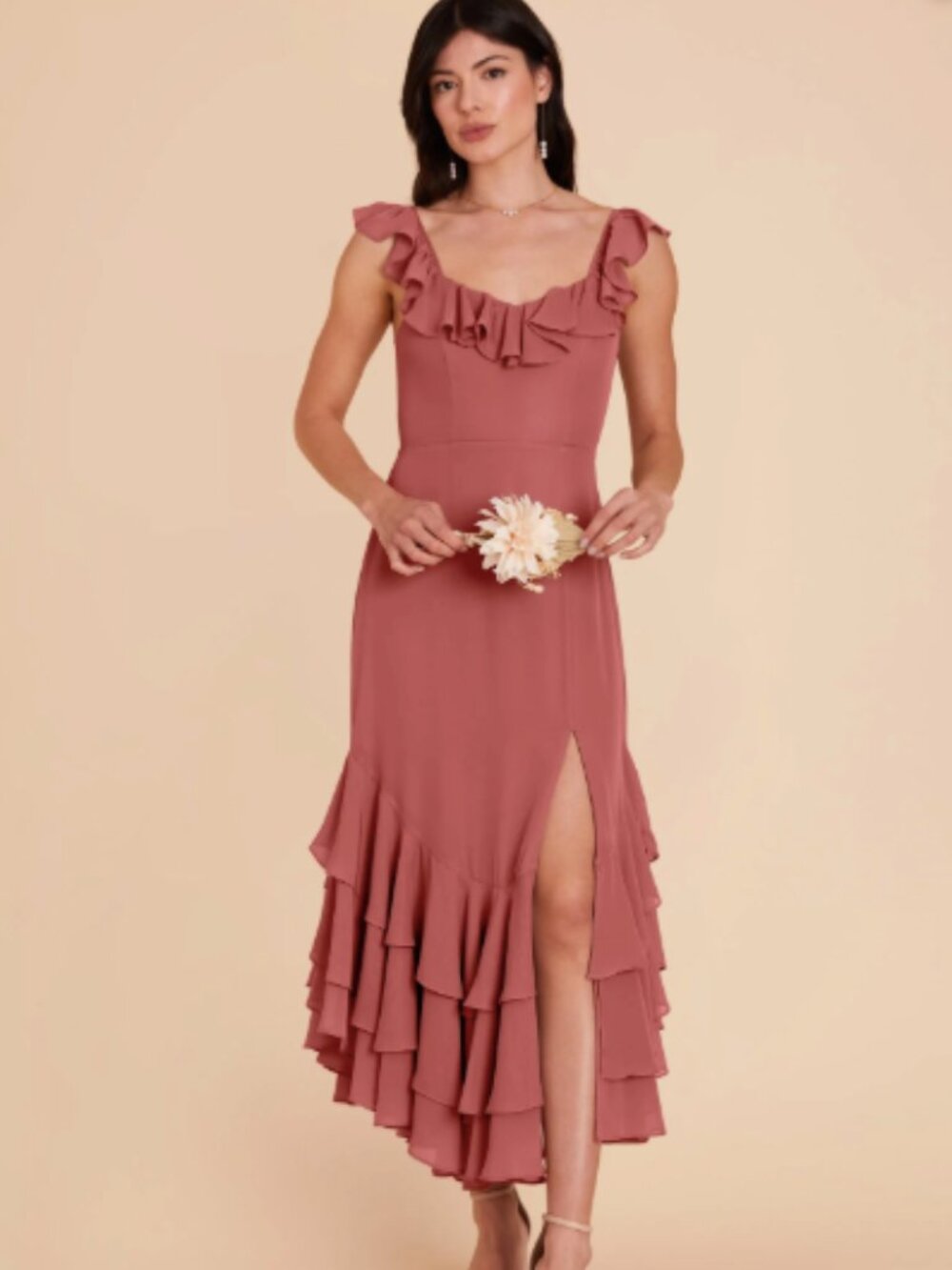 Birdy Grey Ginny Ruffle Chiffon Dress Mulberry Bridesmaid Small